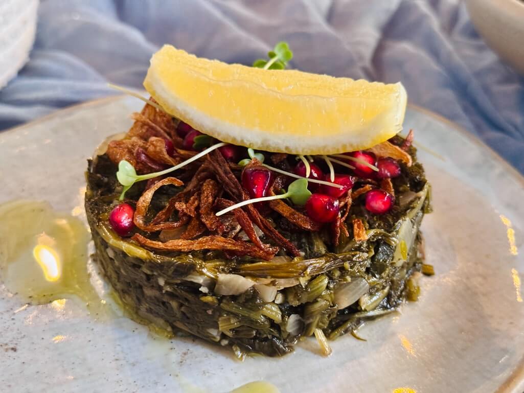 Hindbeh - sauteed dandelion greens
